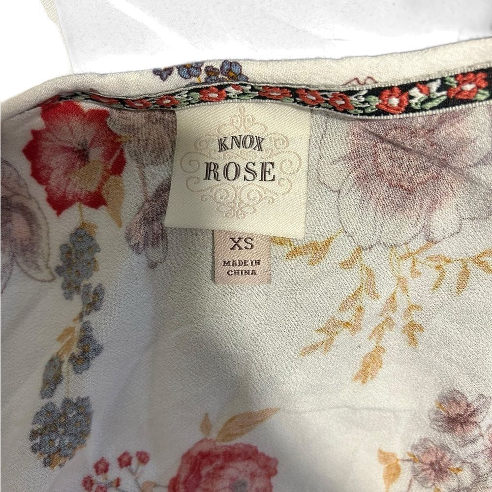 Knox Rose Cream & Red Floral Boho Open Kimono Cardigan - Size XS - Picture 2 of 10